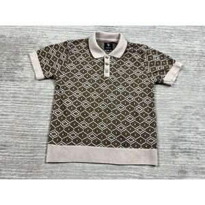 Craft + Flow Knit Polo Boys M Taupe Branson Geometric Diamond Sweater
